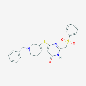 molecular formula C23H21N3O3S2 B498894 7-benzyl-2-[(phenylsulfonyl)methyl]-5,6,7,8-tetrahydropyrido[4',3':4,5]thieno[2,3-d]pyrimidin-4(3H)-one 