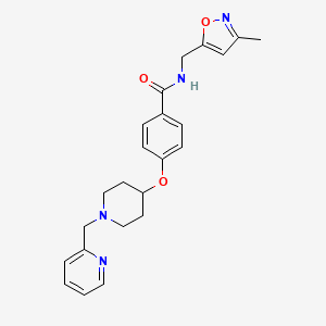 molecular formula C23H26N4O3 B4988947 N-[(3-methyl-5-isoxazolyl)methyl]-4-{[1-(2-pyridinylmethyl)-4-piperidinyl]oxy}benzamide 