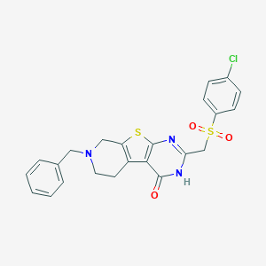 11-benzyl-5-[(4-chlorophenyl)sulfonylmethyl]-8-thia-4,6,11-triazatricyclo[7.4.0.02,7]trideca-1(9),2(7),5-trien-3-one