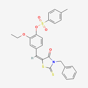 molecular formula C26H23NO5S3 B4988957 4-[(3-benzyl-4-oxo-2-thioxo-1,3-thiazolidin-5-ylidene)methyl]-2-ethoxyphenyl 4-methylbenzenesulfonate 