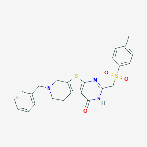 molecular formula C24H23N3O3S2 B498896 7-benzyl-2-{[(4-methylphenyl)sulfonyl]methyl}-5,6,7,8-tetrahydropyrido[4',3':4,5]thieno[2,3-d]pyrimidin-4(3H)-one 
