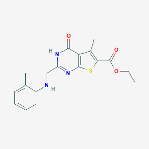 molecular formula C18H19N3O3S B498898 Ethyl 5-methyl-4-oxo-2-(2-toluidinomethyl)-3,4-dihydrothieno[2,3-d]pyrimidine-6-carboxylate 