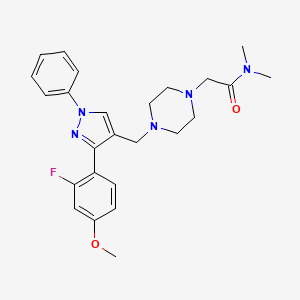 molecular formula C25H30FN5O2 B4989022 2-(4-{[3-(2-fluoro-4-methoxyphenyl)-1-phenyl-1H-pyrazol-4-yl]methyl}-1-piperazinyl)-N,N-dimethylacetamide 