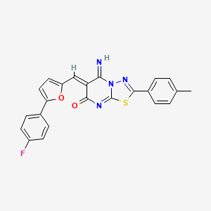 molecular formula C23H15FN4O2S B4989023 6-{[5-(4-fluorophenyl)-2-furyl]methylene}-5-imino-2-(4-methylphenyl)-5,6-dihydro-7H-[1,3,4]thiadiazolo[3,2-a]pyrimidin-7-one 