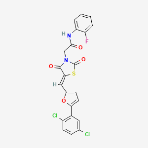molecular formula C22H13Cl2FN2O4S B4989056 2-(5-{[5-(2,5-dichlorophenyl)-2-furyl]methylene}-2,4-dioxo-1,3-thiazolidin-3-yl)-N-(2-fluorophenyl)acetamide 