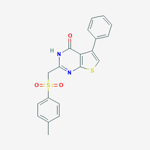molecular formula C20H16N2O3S2 B498908 2-{[(4-methylphenyl)sulfonyl]methyl}-5-phenylthieno[2,3-d]pyrimidin-4(3H)-one 