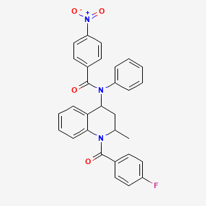 molecular formula C30H24FN3O4 B4989087 N-[1-(4-fluorobenzoyl)-2-methyl-1,2,3,4-tetrahydro-4-quinolinyl]-4-nitro-N-phenylbenzamide 