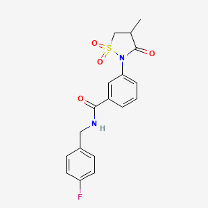molecular formula C18H17FN2O4S B4989093 N-(4-fluorobenzyl)-3-(4-methyl-1,1-dioxido-3-oxo-2-isothiazolidinyl)benzamide 