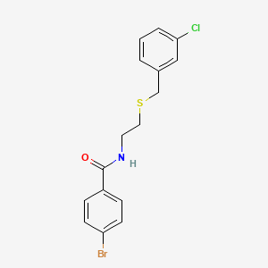 molecular formula C16H15BrClNOS B4989100 4-bromo-N-{2-[(3-chlorobenzyl)thio]ethyl}benzamide 