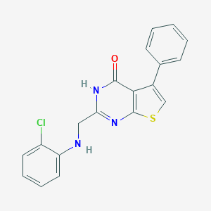 molecular formula C19H14ClN3OS B498912 2-[(2-chloroanilino)methyl]-5-phenylthieno[2,3-d]pyrimidin-4(3H)-one 