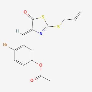 molecular formula C15H12BrNO3S2 B4989155 3-{[2-(allylthio)-5-oxo-1,3-thiazol-4(5H)-ylidene]methyl}-4-bromophenyl acetate 