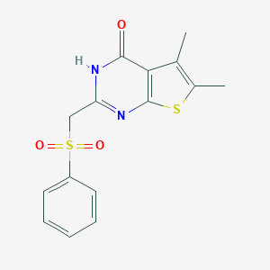 molecular formula C15H14N2O3S2 B498916 5,6-dimethyl-2-[(phenylsulfonyl)methyl]thieno[2,3-d]pyrimidin-4(3H)-one 