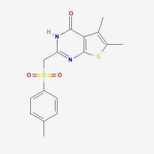 molecular formula C16H16N2O3S2 B498917 5,6-dimethyl-2-{[(4-methylphenyl)sulfonyl]methyl}thieno[2,3-d]pyrimidin-4(3H)-one 