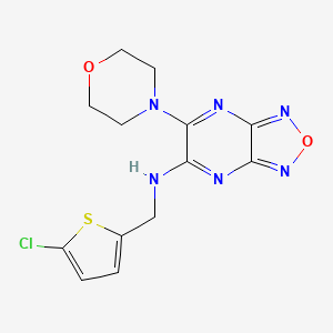 molecular formula C13H13ClN6O2S B4989201 N-[(5-chloro-2-thienyl)methyl]-6-(4-morpholinyl)[1,2,5]oxadiazolo[3,4-b]pyrazin-5-amine 