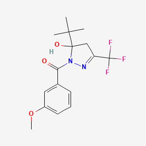 molecular formula C16H19F3N2O3 B4989207 5-tert-butyl-1-(3-methoxybenzoyl)-3-(trifluoromethyl)-4,5-dihydro-1H-pyrazol-5-ol 