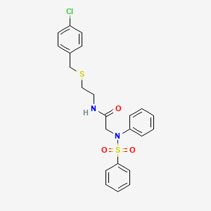molecular formula C23H23ClN2O3S2 B4989220 N~1~-{2-[(4-chlorobenzyl)thio]ethyl}-N~2~-phenyl-N~2~-(phenylsulfonyl)glycinamide 