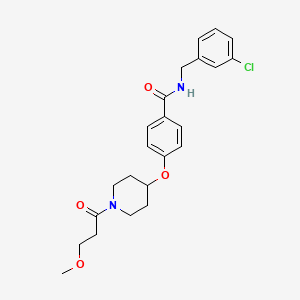 molecular formula C23H27ClN2O4 B4989230 N-(3-chlorobenzyl)-4-{[1-(3-methoxypropanoyl)-4-piperidinyl]oxy}benzamide 
