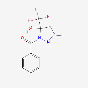molecular formula C12H11F3N2O2 B4989246 1-benzoyl-3-methyl-5-(trifluoromethyl)-4,5-dihydro-1H-pyrazol-5-ol 