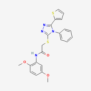 molecular formula C22H20N4O3S2 B4989272 N-(2,5-dimethoxyphenyl)-2-{[4-phenyl-5-(2-thienyl)-4H-1,2,4-triazol-3-yl]thio}acetamide 