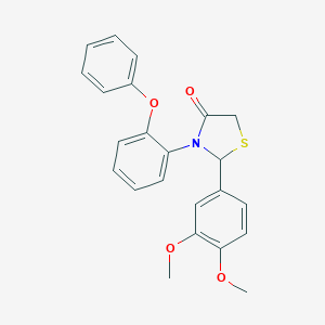 molecular formula C23H21NO4S B498929 2-(3,4-Dimethoxyphenyl)-3-(2-phenoxyphenyl)-1,3-thiazolidin-4-one 