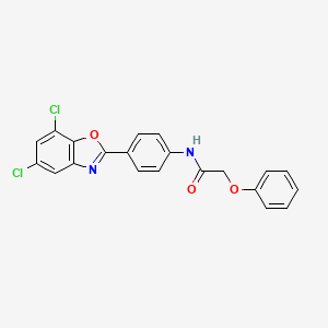 molecular formula C21H14Cl2N2O3 B4989304 N-[4-(5,7-dichloro-1,3-benzoxazol-2-yl)phenyl]-2-phenoxyacetamide 