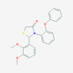 molecular formula C23H21NO4S B498931 2-(2,3-Dimethoxyphenyl)-3-(2-phenoxyphenyl)-1,3-thiazolidin-4-one 