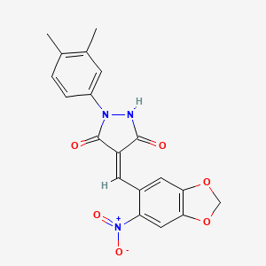 molecular formula C19H15N3O6 B4989317 1-(3,4-dimethylphenyl)-4-[(6-nitro-1,3-benzodioxol-5-yl)methylene]-3,5-pyrazolidinedione 
