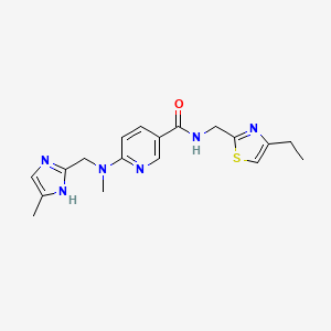 molecular formula C18H22N6OS B4989329 N-[(4-ethyl-1,3-thiazol-2-yl)methyl]-6-{methyl[(4-methyl-1H-imidazol-2-yl)methyl]amino}nicotinamide 