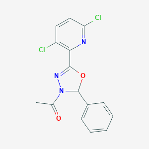 molecular formula C15H11Cl2N3O2 B498939 2-(4-Acetyl-5-phenyl-4,5-dihydro-1,3,4-oxadiazol-2-yl)-3,6-dichloropyridine 