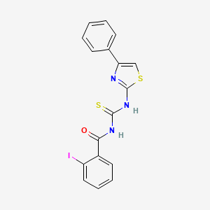 molecular formula C17H12IN3OS2 B4989393 2-iodo-N-{[(4-phenyl-1,3-thiazol-2-yl)amino]carbonothioyl}benzamide 
