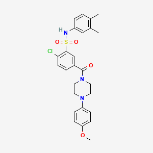 molecular formula C26H28ClN3O4S B4989418 2-chloro-N-(3,4-dimethylphenyl)-5-{[4-(4-methoxyphenyl)-1-piperazinyl]carbonyl}benzenesulfonamide 
