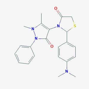 molecular formula C22H24N4O2S B498948 2-[4-(dimethylamino)phenyl]-3-(1,5-dimethyl-3-oxo-2-phenyl-2,3-dihydro-1H-pyrazol-4-yl)-1,3-thiazolidin-4-one 