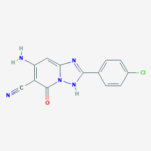 molecular formula C13H8ClN5O B498952 7-amino-2-(4-chlorophenyl)-5-oxo-3H-[1,2,4]triazolo[1,5-a]pyridine-6-carbonitrile 