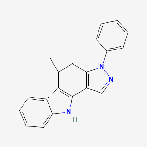 molecular formula C21H19N3 B4989562 5,5-dimethyl-3-phenyl-3,4,5,10-tetrahydropyrazolo[4,3-a]carbazole 