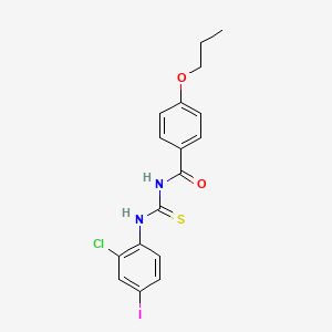molecular formula C17H16ClIN2O2S B4989572 N-{[(2-chloro-4-iodophenyl)amino]carbonothioyl}-4-propoxybenzamide 