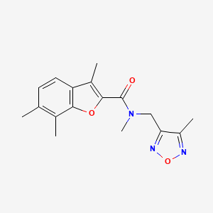 molecular formula C17H19N3O3 B4989615 N,3,6,7-tetramethyl-N-[(4-methyl-1,2,5-oxadiazol-3-yl)methyl]-1-benzofuran-2-carboxamide 