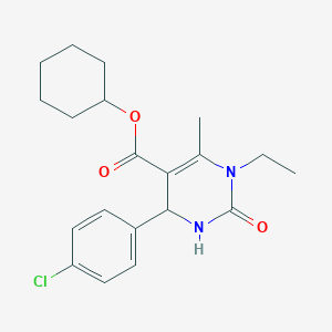 molecular formula C20H25ClN2O3 B4989652 cyclohexyl 4-(4-chlorophenyl)-1-ethyl-6-methyl-2-oxo-1,2,3,4-tetrahydro-5-pyrimidinecarboxylate 