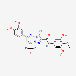 molecular formula C25H22ClF3N4O6 B4989666 3-chloro-5-(3,4-dimethoxyphenyl)-7-(trifluoromethyl)-N-(3,4,5-trimethoxyphenyl)pyrazolo[1,5-a]pyrimidine-2-carboxamide 
