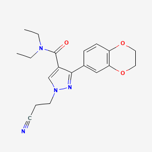 molecular formula C19H22N4O3 B4989673 1-(2-cyanoethyl)-3-(2,3-dihydro-1,4-benzodioxin-6-yl)-N,N-diethyl-1H-pyrazole-4-carboxamide 