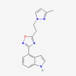 molecular formula C16H15N5O B4989678 4-{5-[2-(3-methyl-1H-pyrazol-1-yl)ethyl]-1,2,4-oxadiazol-3-yl}-1H-indole 
