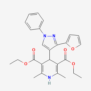 molecular formula C26H27N3O5 B4989709 diethyl 4-[3-(2-furyl)-1-phenyl-1H-pyrazol-4-yl]-2,6-dimethyl-1,4-dihydro-3,5-pyridinedicarboxylate 