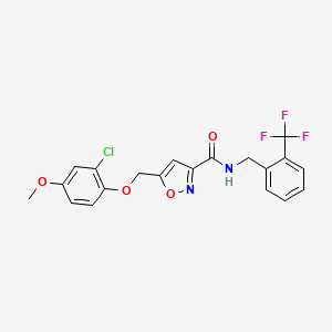 molecular formula C20H16ClF3N2O4 B4989726 5-[(2-chloro-4-methoxyphenoxy)methyl]-N-[2-(trifluoromethyl)benzyl]-3-isoxazolecarboxamide 