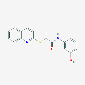 molecular formula C18H16N2O2S B4989733 N-(3-hydroxyphenyl)-2-(2-quinolinylthio)propanamide 