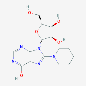 9-[3,4-dihydroxy-5-(hydroxymethyl)tetrahydro-2-furanyl]-8-(1-piperidinyl)-1,9-dihydro-6H-purin-6-one