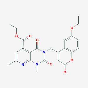 ethyl 3-[(6-ethoxy-2-oxo-2H-chromen-4-yl)methyl]-1,7-dimethyl-2,4-dioxo-1,2,3,4-tetrahydropyrido[2,3-d]pyrimidine-5-carboxylate