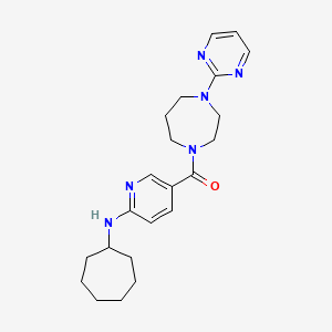 molecular formula C22H30N6O B4989799 N-cycloheptyl-5-{[4-(2-pyrimidinyl)-1,4-diazepan-1-yl]carbonyl}-2-pyridinamine 
