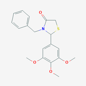 molecular formula C19H21NO4S B498980 3-Benzyl-2-(3,4,5-trimethoxyphenyl)-1,3-thiazolidin-4-one 
