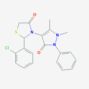 molecular formula C20H18ClN3O2S B498982 2-(2-chlorophenyl)-3-(1,5-dimethyl-3-oxo-2-phenyl-2,3-dihydro-1H-pyrazol-4-yl)-1,3-thiazolidin-4-one CAS No. 128317-46-4