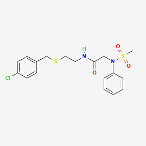 molecular formula C18H21ClN2O3S2 B4989839 N~1~-{2-[(4-chlorobenzyl)thio]ethyl}-N~2~-(methylsulfonyl)-N~2~-phenylglycinamide 