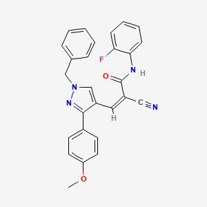 molecular formula C27H21FN4O2 B4989875 3-[1-benzyl-3-(4-methoxyphenyl)-1H-pyrazol-4-yl]-2-cyano-N-(2-fluorophenyl)acrylamide 